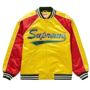 Supreme X Mitchell And Ness Sequin Logo Varsity Jacket Gold Size Large